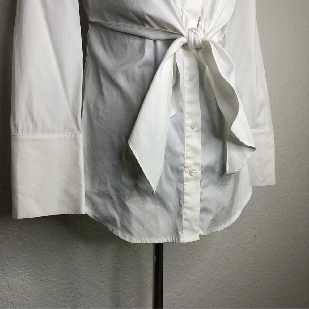 Whbm White Button Down Tie Front Top Size 0 - image 5